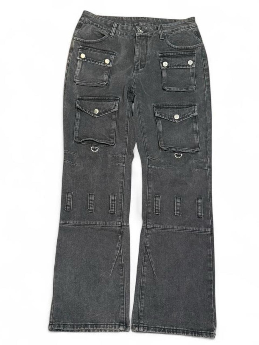 Y2K Multi Pocket Bondage Archive Black Bootcut Flared Jeans